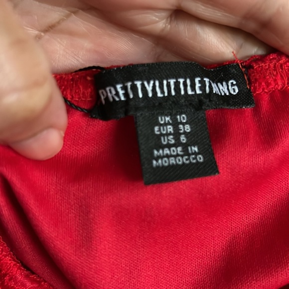 PrettyLittleThing Shape Bright Red Lace Ruched Side Mini Dress Size 6 NWT - Picture 7 of 7